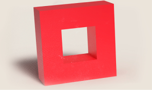 Símbolo de lienzo rojo que representa el inicio de un proyecto en nuestra empresa de comunicación y marketing.