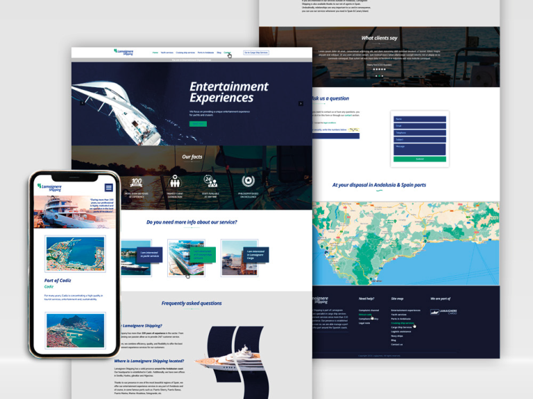 Diseño web para sector entretenimiento, diseño limpio y moderno para la experiencia del usuario.